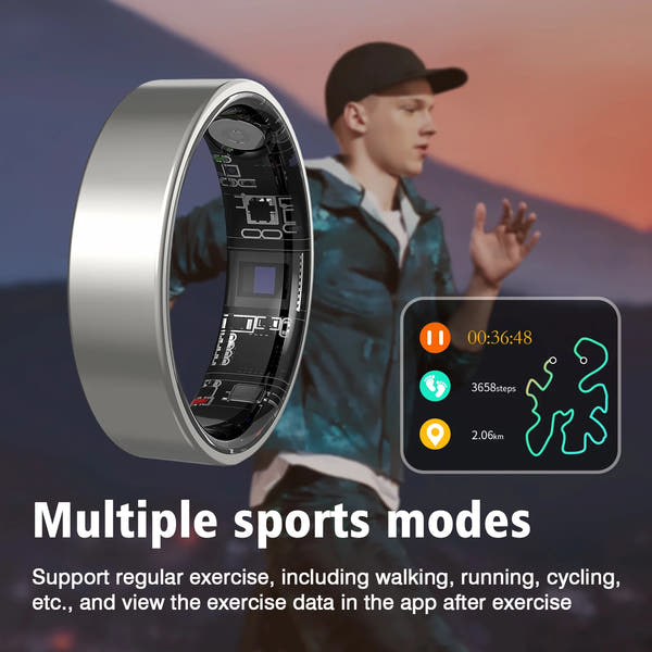 Smart Ring, IP68 Waterproof, Sleep Monitoring, Multiple Sports Modes, Pedometer, Stainless Steel Material, Unisex