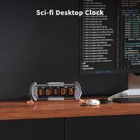 Times Gate Gaming Room Setup Digital Clock with Smart APP Control, Wifi Connect, RGB LED Display, Office Decor Cyberpunk